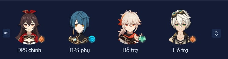 Đội hình 1: Jean, Venti, Bennett, Xiangling